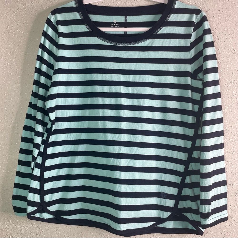 TALBOTS BLUE STRIPED TOP